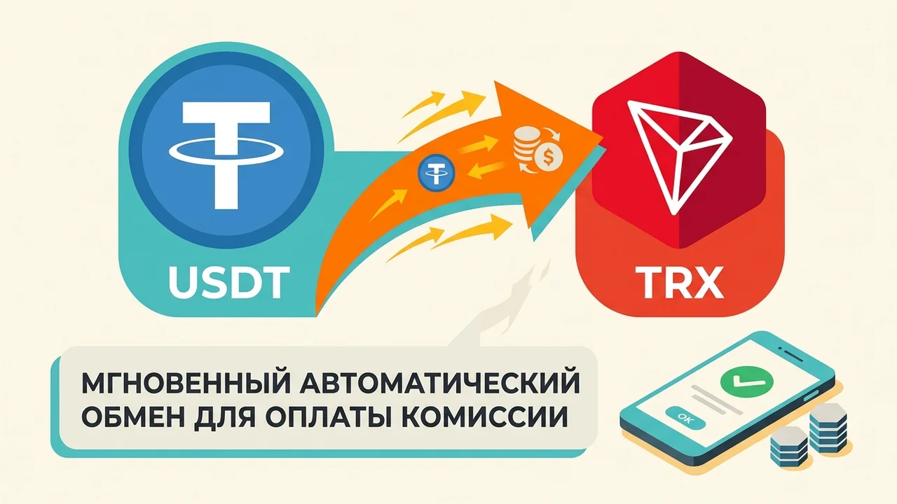 USDT на TRX: мгновенный автоматический обмен для оплаты комиссии